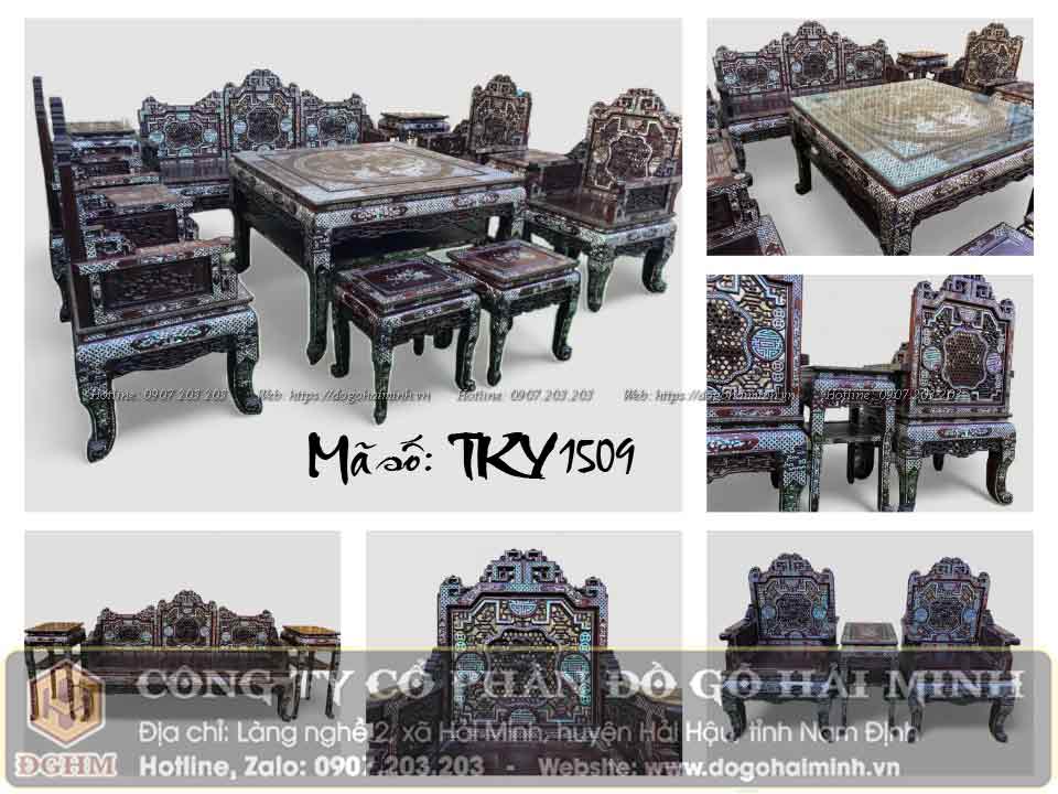 trường kỷ ngũ lân vờn cầu khảm ốc