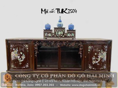 tủ chè cánh cong khảm mai treo