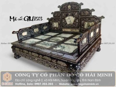 giường ngũ ngũ sơn gỗ gụ khảm ốc đẹp