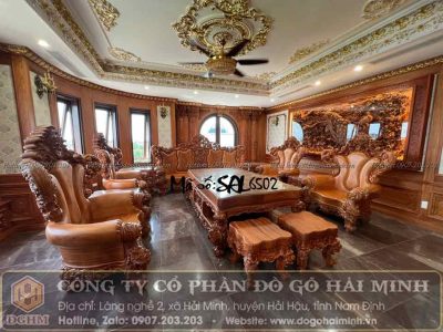 bộ bàn ghế louis hoàng gia nguyên khối 12 món gỗ gõ đỏ