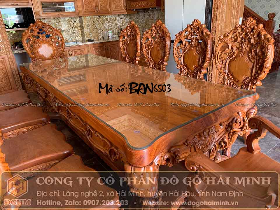 bàn ăn tân cổ điển nguyên khối sang trọng