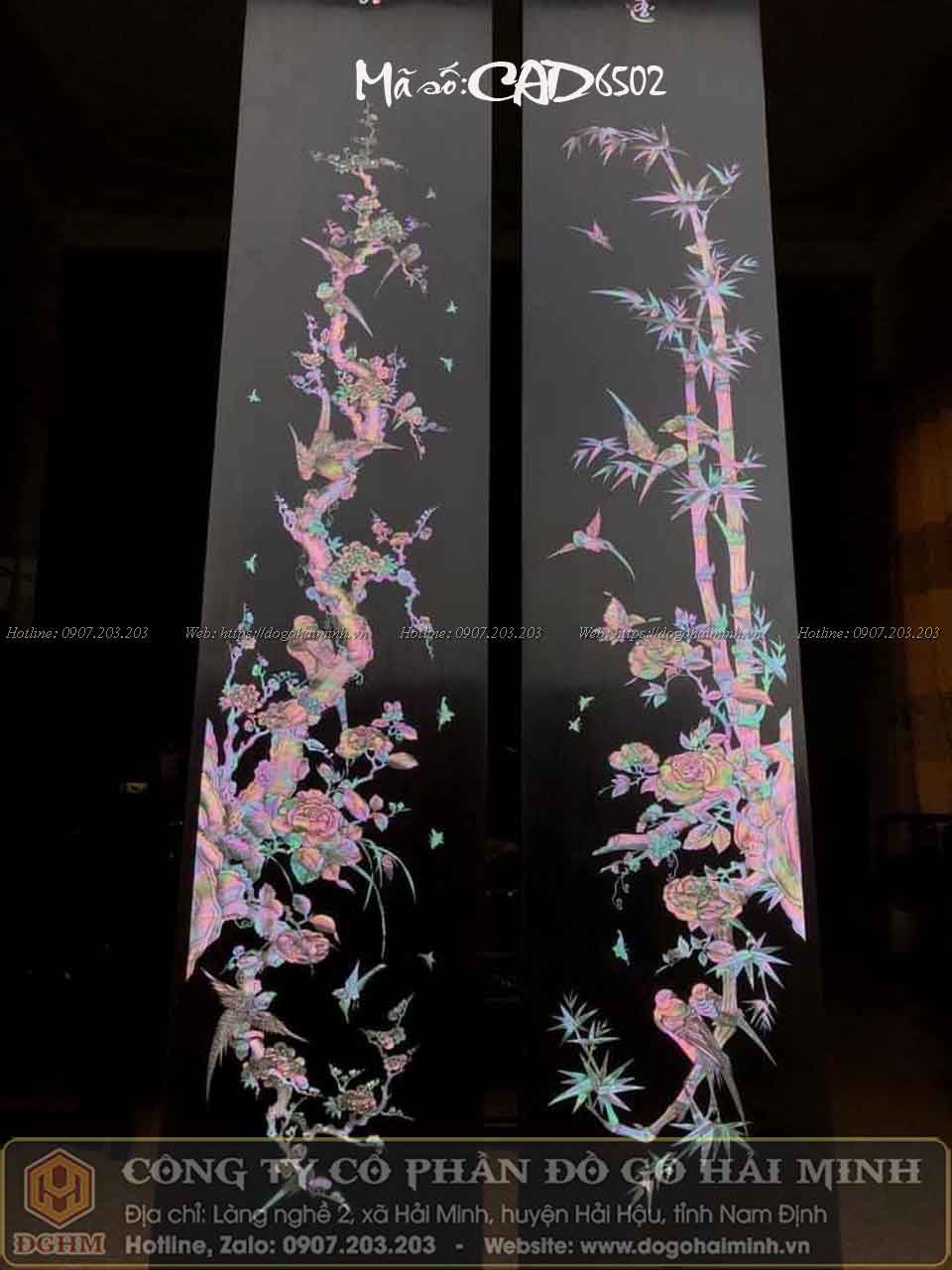 câu đối gỗ gụ khảm trúc mai sum họp ốc đỏ đẹp