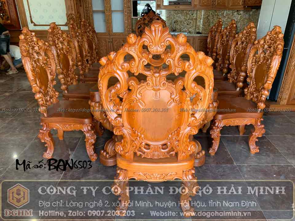 ghế ăn tân cổ điển nguyên khối gỗ gõ đỏ
