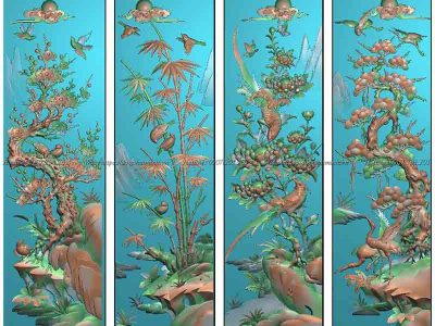 mẫu Jdpain tranh tứ quý tùng cúc trúc mai