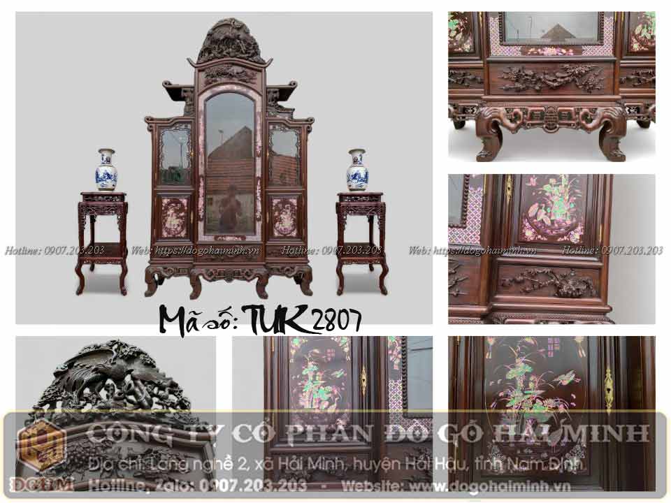 mẫu tủ chùa vuông khảm liên chi