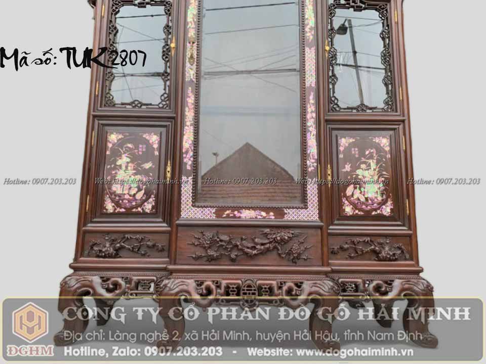 tủ chùa vuông khảm liên chi ốc đỏ đẹp