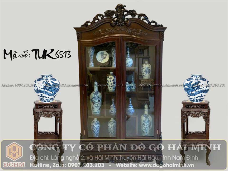 tủ trưng bày đồ mẫu đục hoa hồng