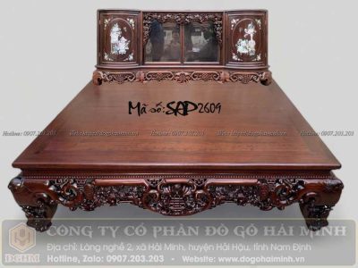 sập ngũ phúc chân hươu gỗ gụ