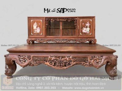 Sập Ngũ Phúc Chân Hươu Gỗ Gụ Ta - Mã số: SAP2502