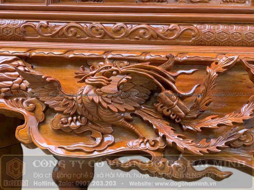 sập thờ tứ linh đục phượng hoàng