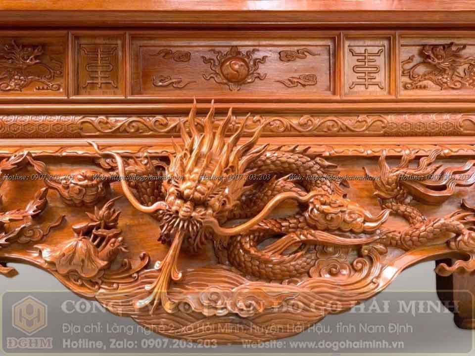 sập thờ tứ linh đục rồng