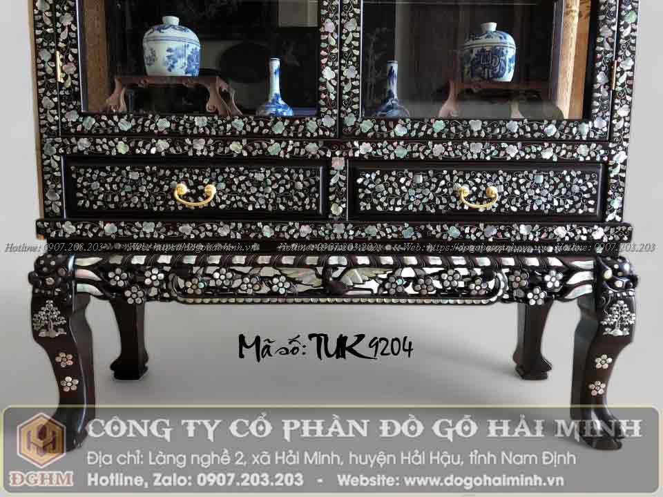 tủ trưng bày đục phượng hoàng cẩn ốc