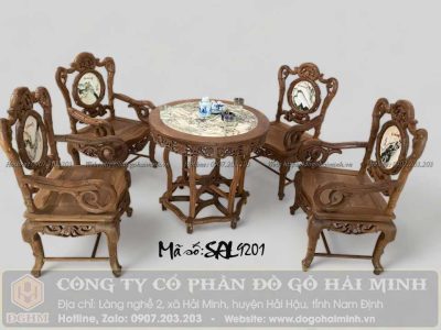 bàn ghế trúc đơn 7 món bàn tròn