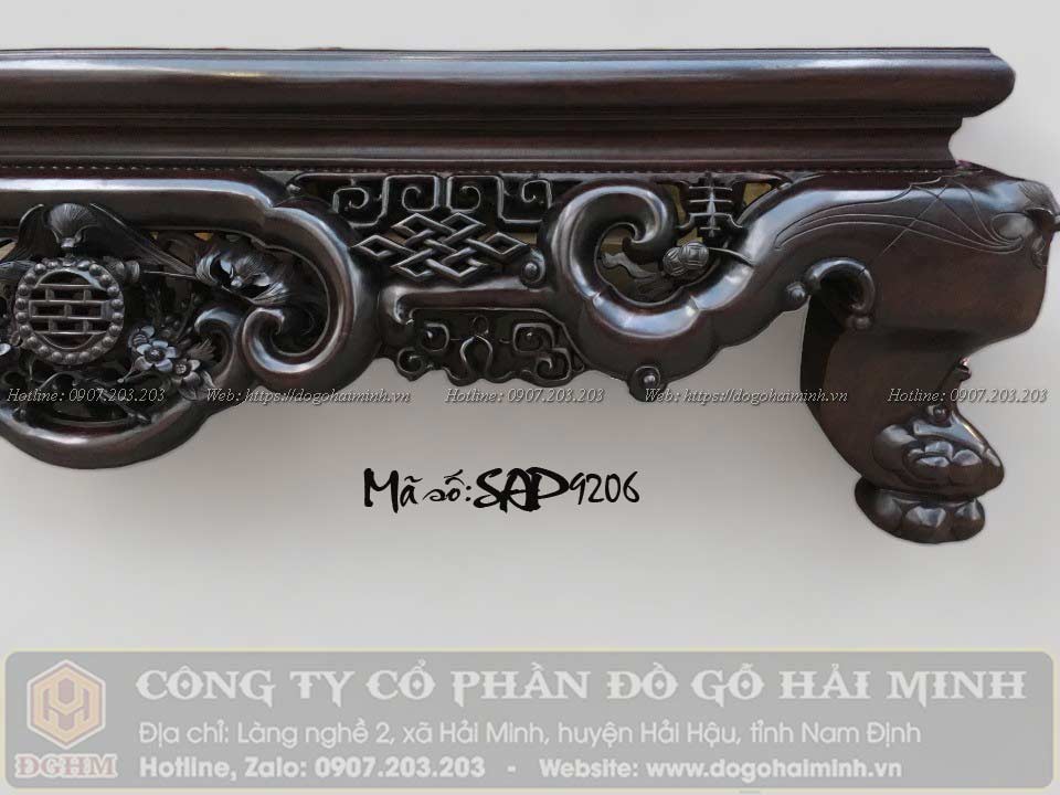 sập chân quỳ đục ngũ phúc kim tiền