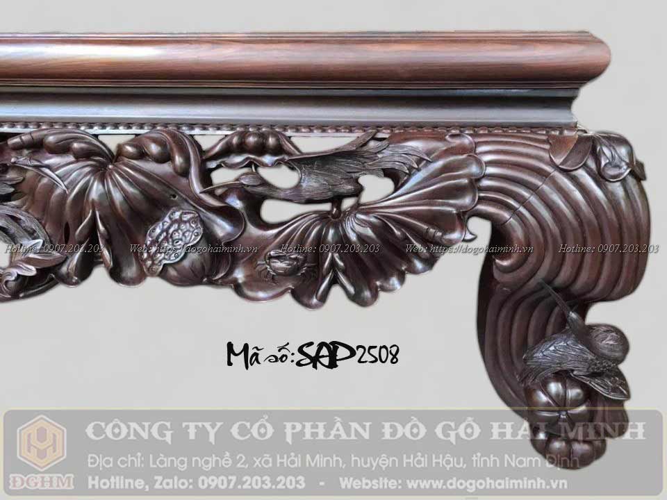 sập chân quỳ đục sen cò 1m6x2m