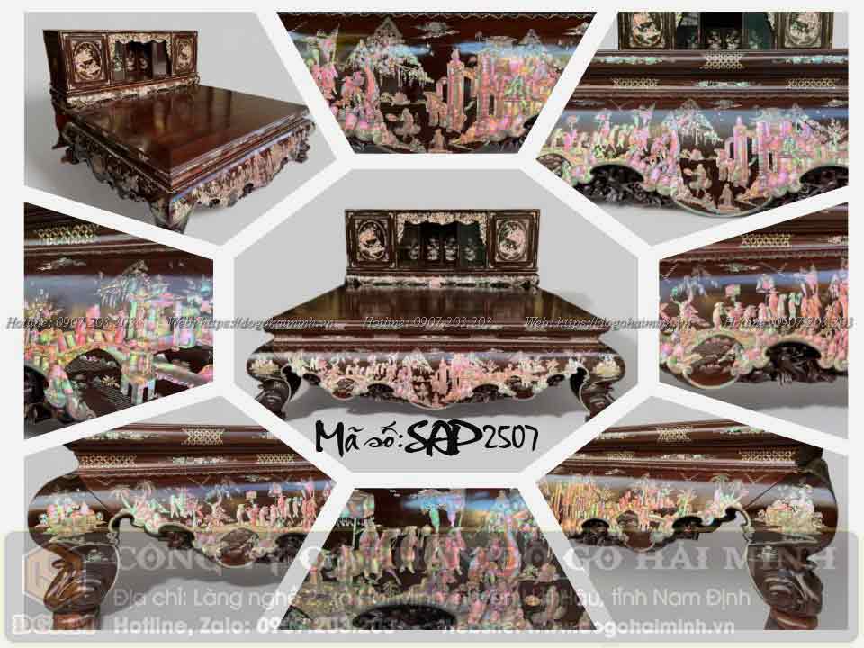 sập chân quỳ khảm ốc vinh quy bái tổ