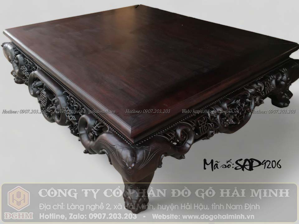 sập đục ngũ phúc kim tiền gỗ gụ