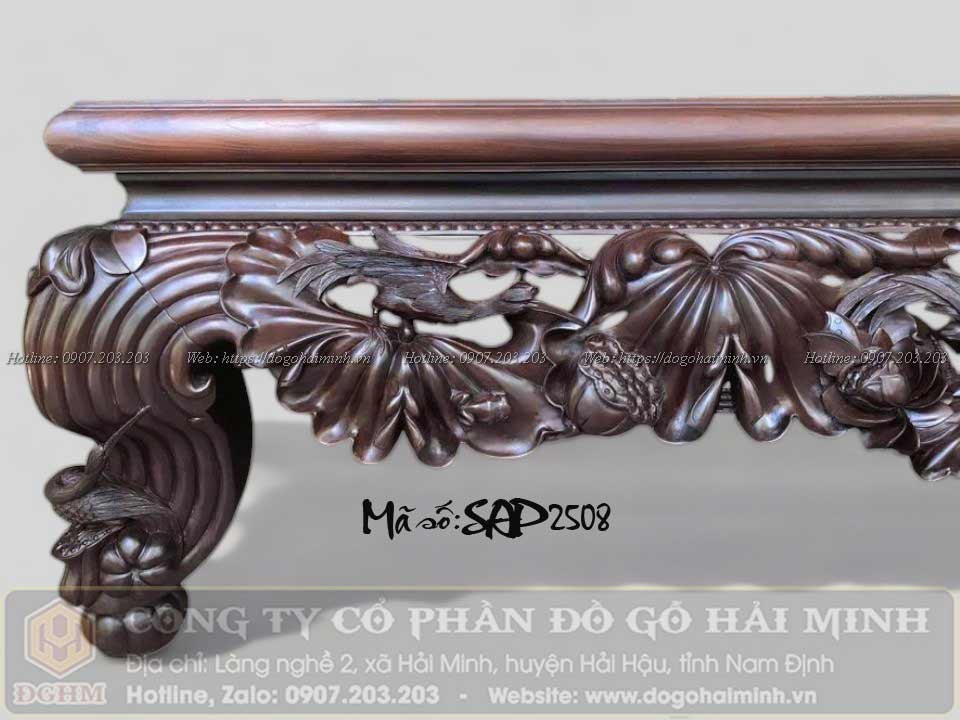 sập gỗ gụ đục sen cò theo mẫu cổ