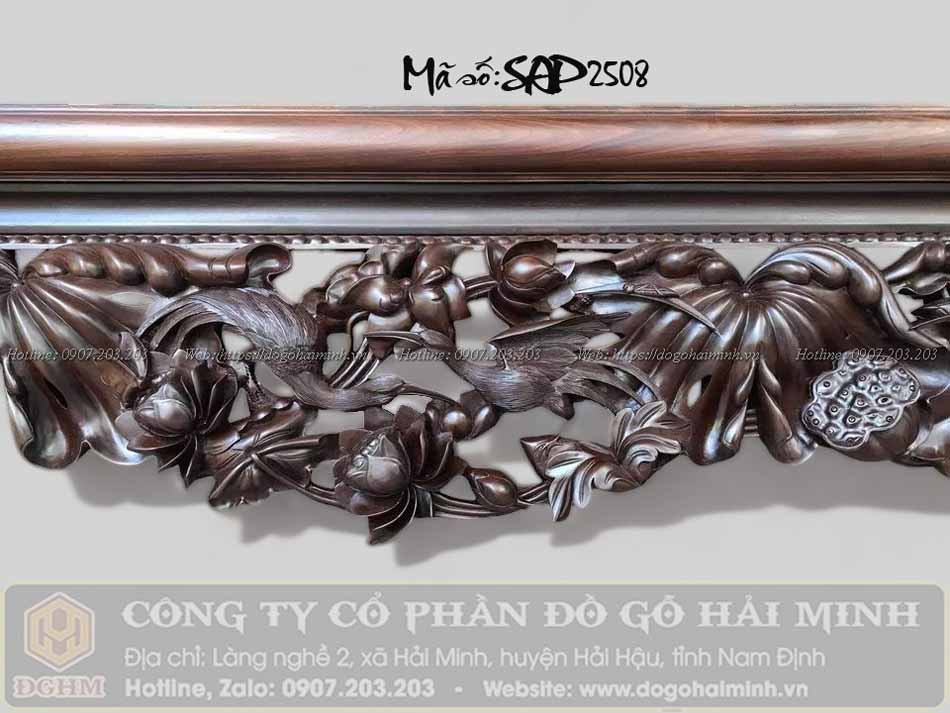 sập gụ đục sen cò 1m6x2m