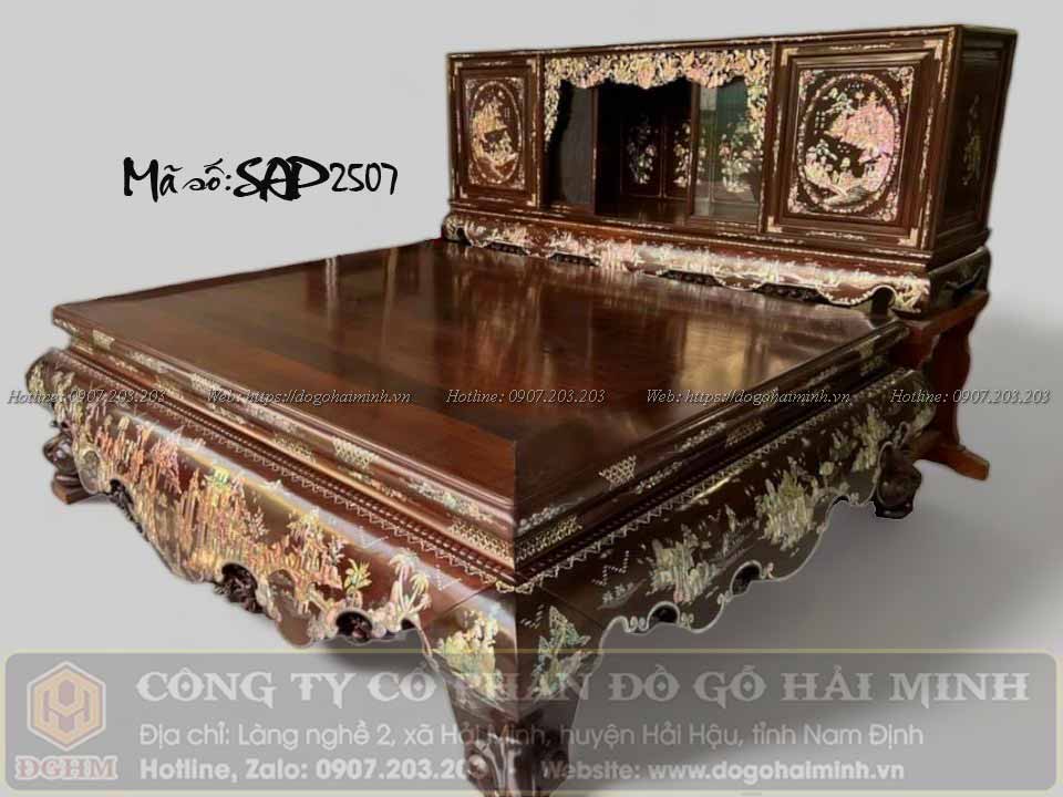 sập gụ khảm ốc vinh quy bái tổ