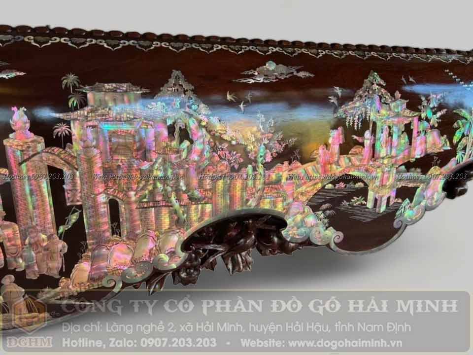 sập khảm tích vinh quy bái tổ gỗ gụ