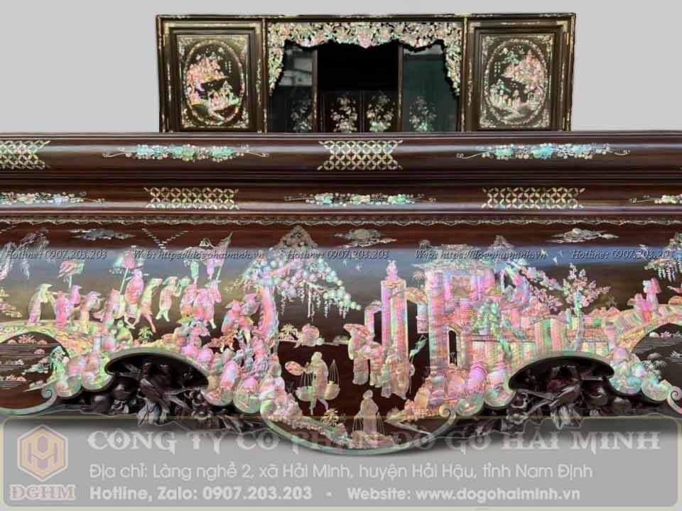 sập khảm vinh quy bái tổ gỗ gụ