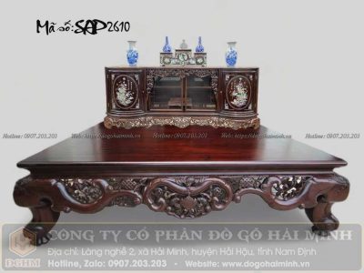 sập ngũ phúc ngậm khánh thư gỗ gụ