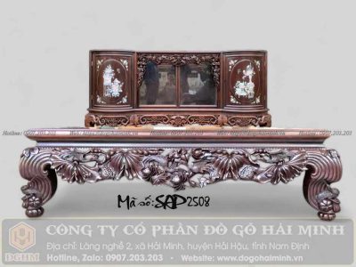 sập sen cò gỗ gụ 1m6x2m