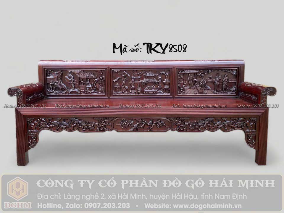 trường kỷ gỗ gụ đục tích tam quốc diễn nghĩa