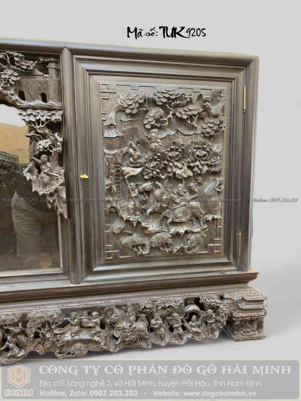 tủ chè cánh đục tích văn vương cầu hiền