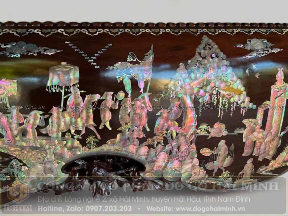 vinh quy bái tổ khảm ốc sập gụ