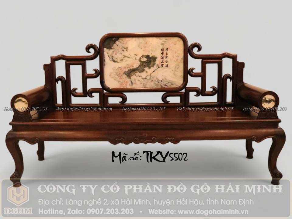 ghế phương kỷ móc mỏ tựa đá cẩm thạch