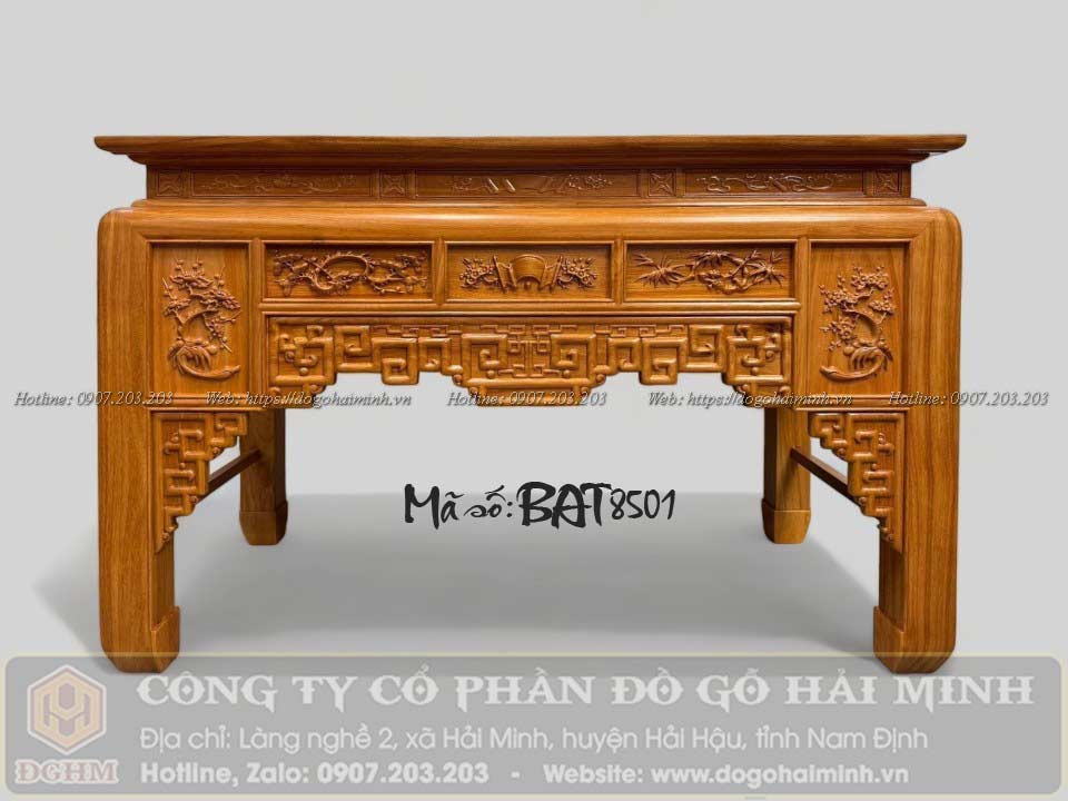 bàn thờ đục triện ô xa thờ gỗ gõ đỏ