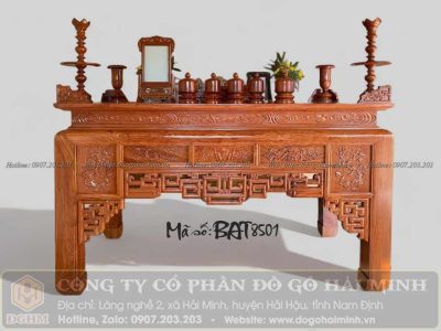 bàn thờ o xa đục triện 2m17 gỗ hương đá