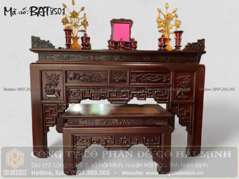 Bàn thờ triện ô sa gỗ gụ Lào mật