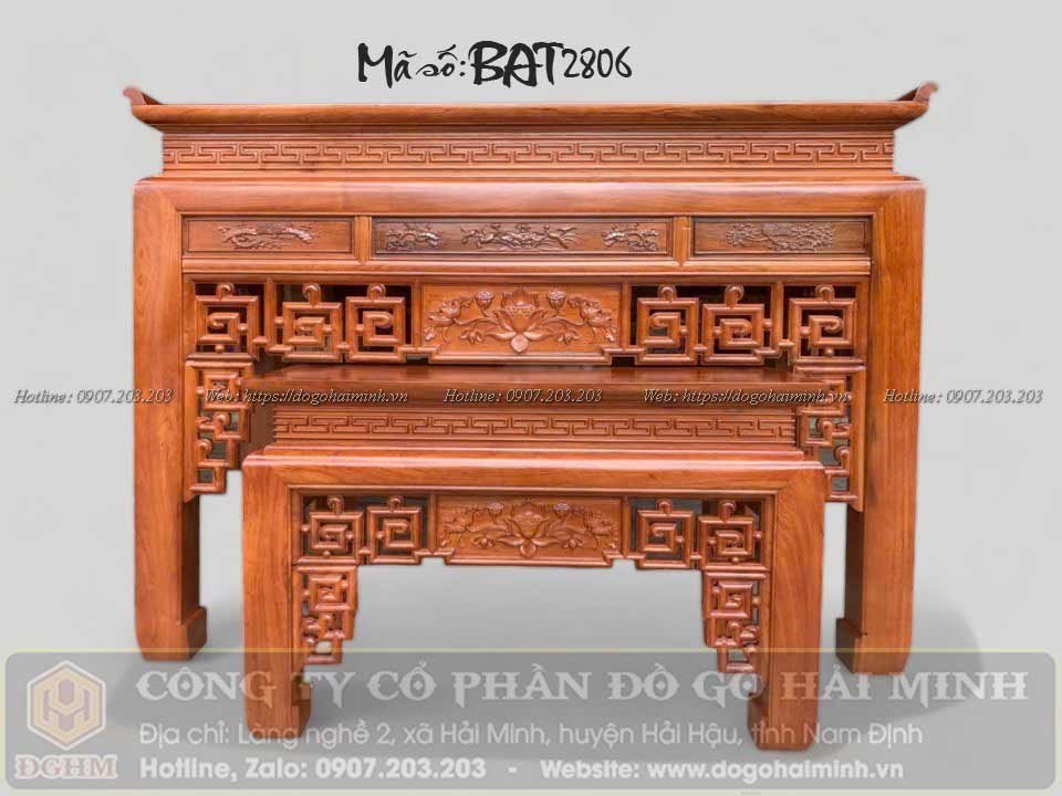 Bàn thờ triện sen gỗ hương đá