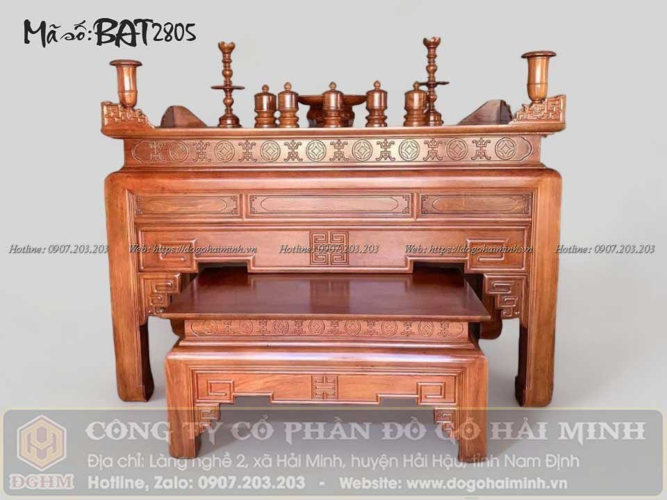 bàn thờ triện trơn gỗ hương đá