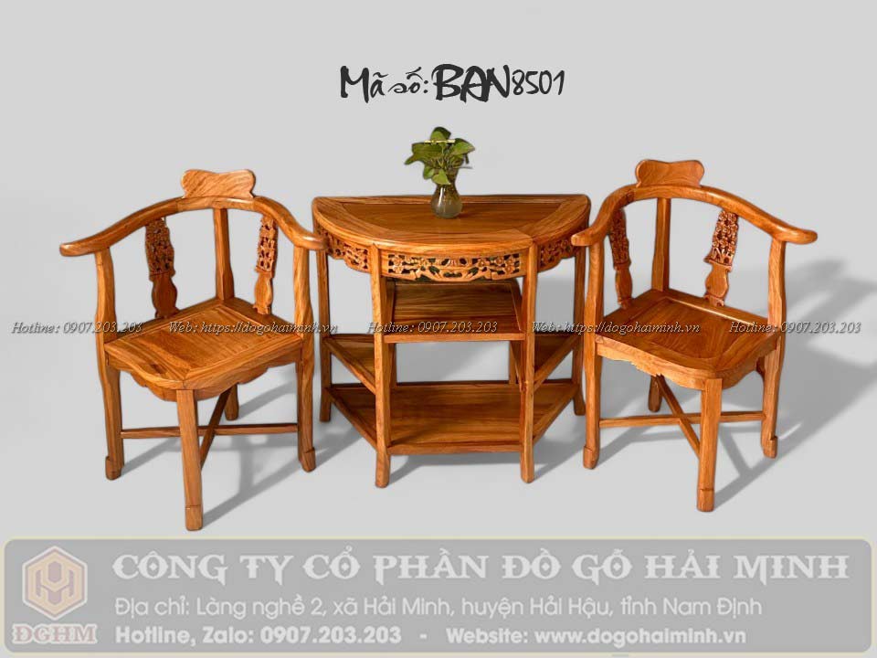 bàn trà góc 2 ghế cho phòng ngủ