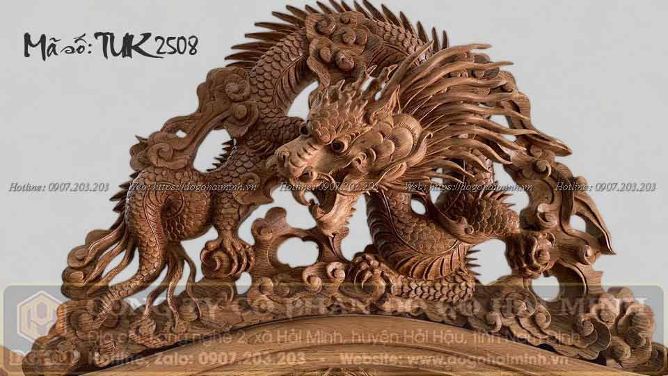 rồng cuộn mây trong tủ chùa bầu gỗ gụ