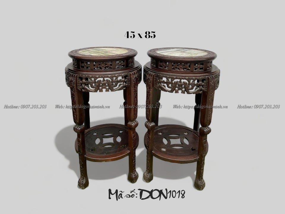 ghế đôn tròn 2 tầng gỗ gụ