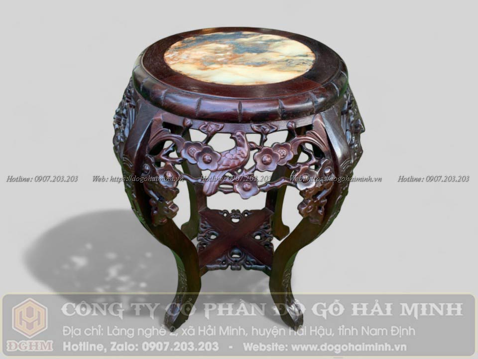 ghế đôn hoa mia gỗ gụ mặt đá cẩm thạch