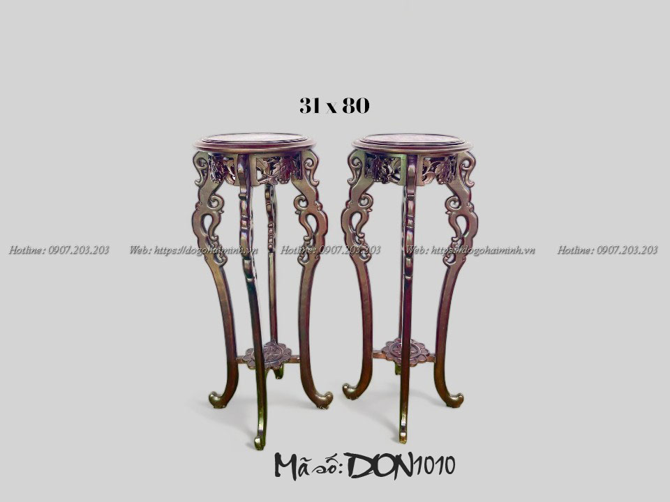 ghế đôn kiều đục nho mặt tròn gỗ gụ