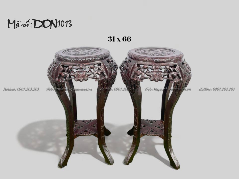 ghế đôn tròn cổ thấp đục sen