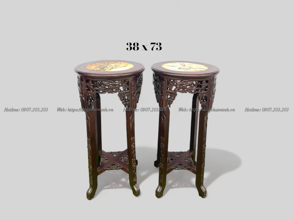 Ghế đôn tròn đục hoa mai chân ghế cao