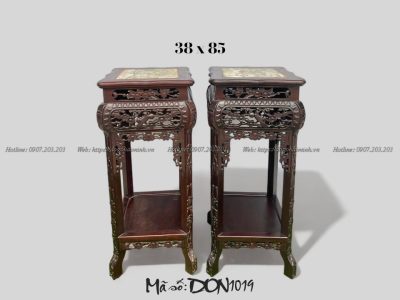 ghế đôn vuông 2 tầng đục hoa mai gỗ gụ