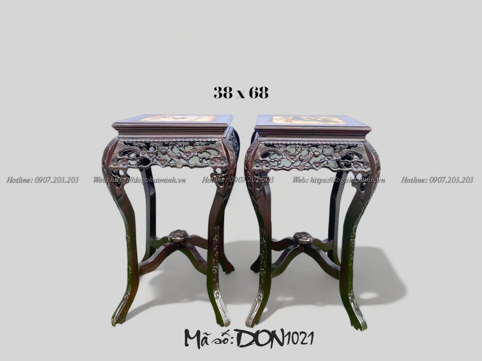 Ghế đôn vuông thấp đục hoa mai mẫu cổ