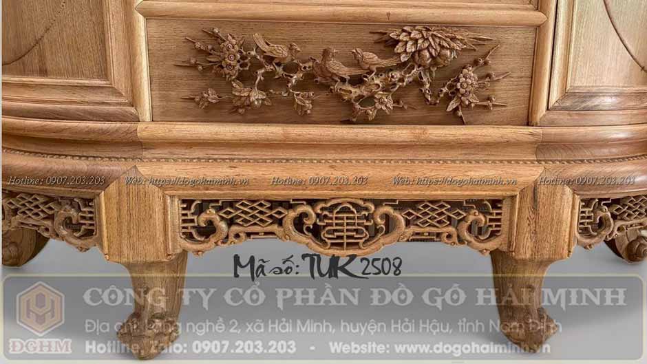 tủ chùa bầu bệ đục triện ngũ phúc