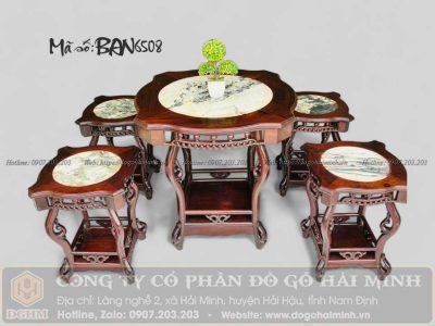 bộ bàn trà 4 ghế mẫu cổ gỗ gụ