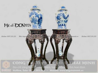 Đôn lục giác đục mai thọ gỗ gụ