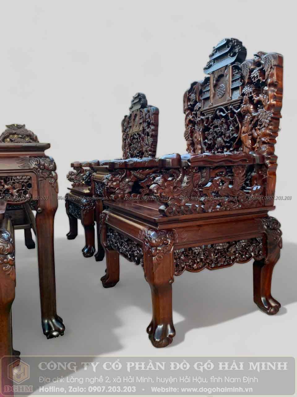 bàn ghế đục bát tiên